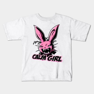 Calm Girl Rabbit Design Kids T-Shirt